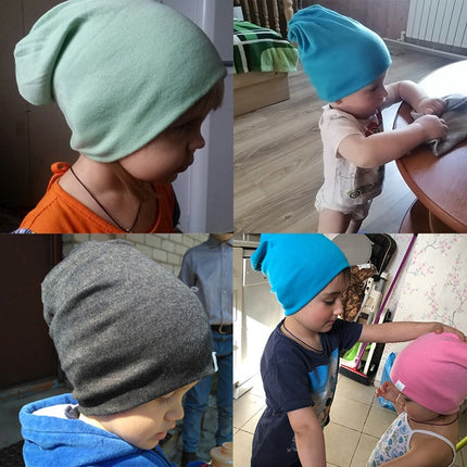 2 PCS Cute Solid Knitted Cotton Hat Beanies Autumn Winter Warm Earmuff Colorful Crown Caps For Newborn Baby Children(Light Grey)-garmade.com