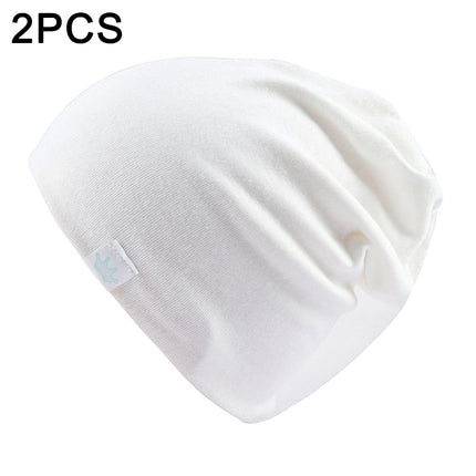 2 PCS Cute Solid Knitted Cotton Hat Beanies Autumn Winter Warm Earmuff Colorful Crown Caps For Newborn Baby Children(White)-garmade.com