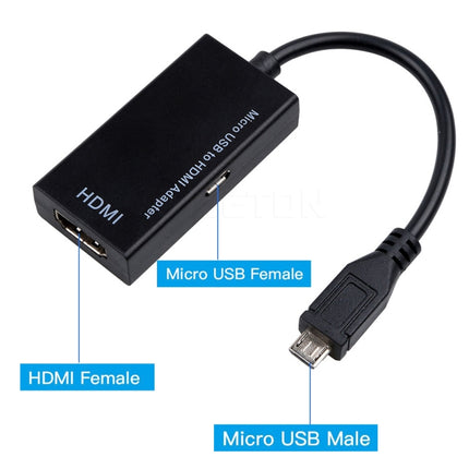 Micro USB To HDMI Female Adapter Cable 1080P HD for MHL Device HDTV Adapters For Samsung / Huawei-garmade.com