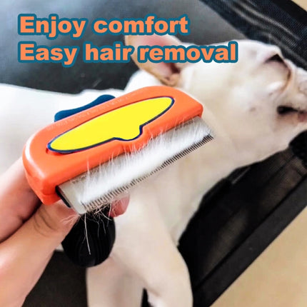 Large Medium and Small Dog Cat General Pet Hair Removal Comb, Size:Short hair(Orange M)-garmade.com