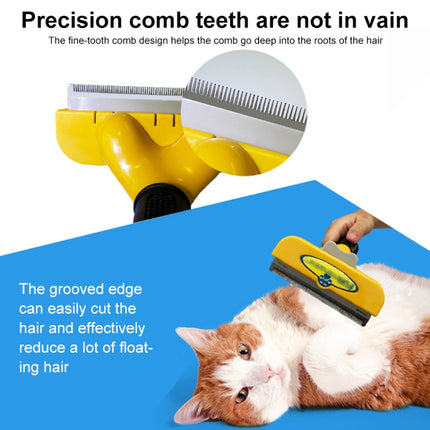 Large Medium and Small Dog Cat General Pet Hair Removal Comb, Size:Short hair(Yellow L)-garmade.com