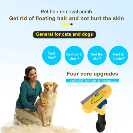 Large Medium and Small Dog Cat General Pet Hair Removal Comb, Size:Short hair(Yellow L)-garmade.com