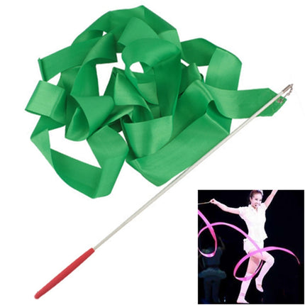 5 PCS 4 m Artistic Color Gymnastics Ribbon Dance Props Children Toys(Green)-garmade.com