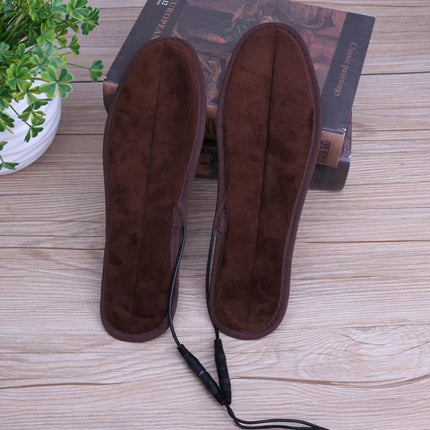 2 Pairs USB Shoe Dryer Electric Insoles Shoe Winter Keep Warm Heated Insole for Shoes Boot, Size:35-36(Brown)-garmade.com