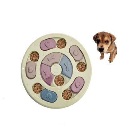 Pet Toy Dog Food Turntable Eating Puzzle Anti-Smashing Dog Bowl Supplies, Style:Round Style(Green)-garmade.com