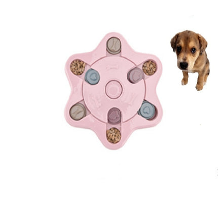 Pet Toy Dog Food Turntable Eating Puzzle Anti-Smashing Dog Bowl Supplies, Style:Hexagon Style(Pink)-garmade.com