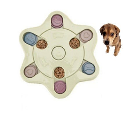 Pet Toy Dog Food Turntable Eating Puzzle Anti-Smashing Dog Bowl Supplies, Style:Hexagon Style(Green)-garmade.com