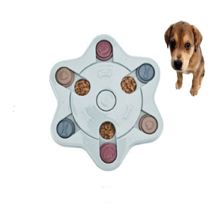 Pet Toy Dog Food Turntable Eating Puzzle Anti-Smashing Dog Bowl Supplies, Style:Hexagon Style(Blue)-garmade.com