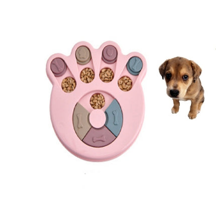 Pet Toy Dog Food Turntable Eating Puzzle Anti-Smashing Dog Bowl Supplies, Style:Footprint Style(Pink)-garmade.com