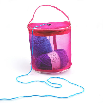 Mesh Bag DIY Hand Weaving Tools Yarn Storage Knitting Bag Organizer Hollow Yarn Bag(Big Rose Red)-garmade.com