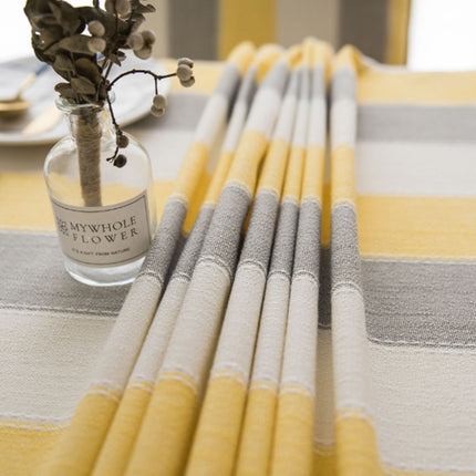 Cover Cloth Towel For The Rectangular Striped Coffee Table Round Table Dining Table, Size:60x60cm(Yellow Grey Stripes)-garmade.com