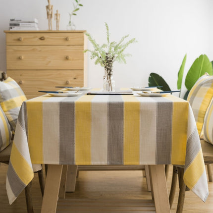 Cover Cloth Towel For The Rectangular Striped Coffee Table Round Table Dining Table, Size:60x60cm(Yellow Grey Stripes)-garmade.com