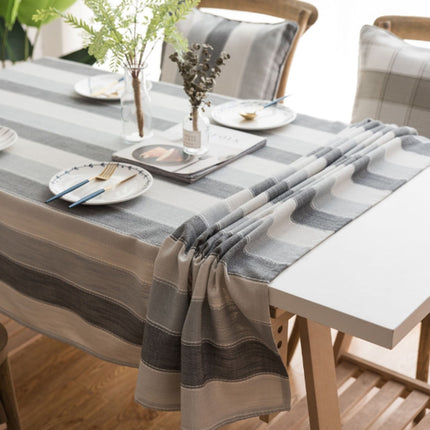 Cover Cloth Towel For The Rectangular Striped Coffee Table Round Table Dining Table, Size:135x160cm(Grey Stripes)-garmade.com