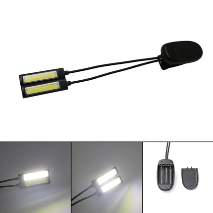 Portable Dual Flexible Arms COB LED Clip Camping Light Reading Desk Laptop Music Stand Lamp Two head-garmade.com