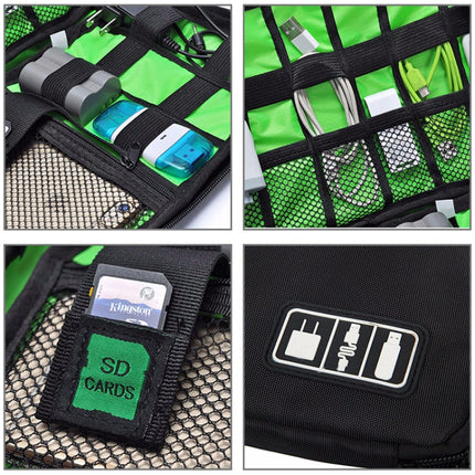Outdoor Activities Travel Data Cable Bags Backpack SD Card Charger Zipper Bag(Blue)-garmade.com