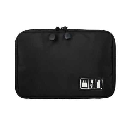 Outdoor Activities Travel Data Cable Bags Backpack SD Card Charger Zipper Bag(Black)-garmade.com