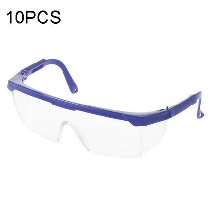 10 PCS Outdoor Safety Glasses Spectacles Eye Protection Goggles Dental Work Eyewear(Blue Frame White Lens)-garmade.com