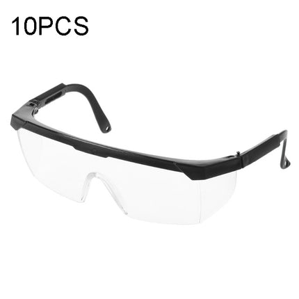 10 PCS Outdoor Safety Glasses Spectacles Eye Protection Goggles Dental Work Eyewear(Black Frame White Lens)-garmade.com