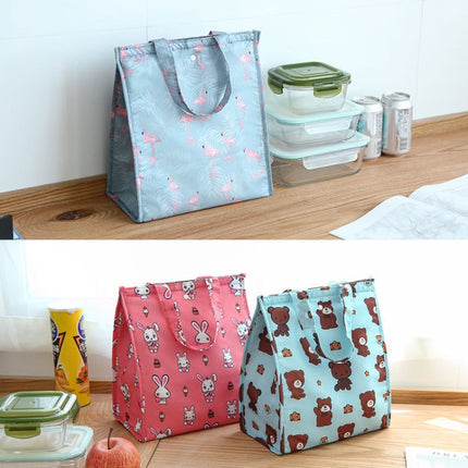 Waterproof Special Thermal Insulation Storage Tote Portable Insulated Lunch Box Pouch Cooler Oxford Cloth Food Bag(Bear green)-garmade.com