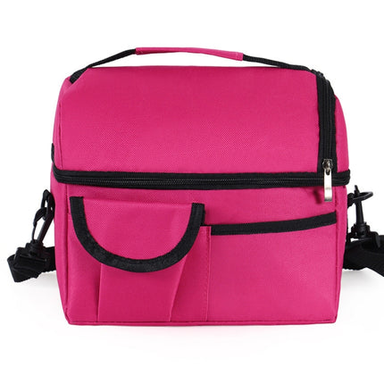 Lunch Bag Reusable Insulated Bag Multifunctional Waterproof Insulated Lunch Box(Rose red)-garmade.com