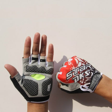 Cycling Shock Absorbing Anti-Slip Gloves Fitness Weight Lifting Training Half-finger Gloves, Size:M(Red)-garmade.com