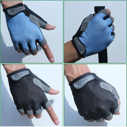 Cycling Shock Absorbing Anti-Slip Gloves Fitness Weight Lifting Training Half-finger Gloves, Size:M(Black)-garmade.com