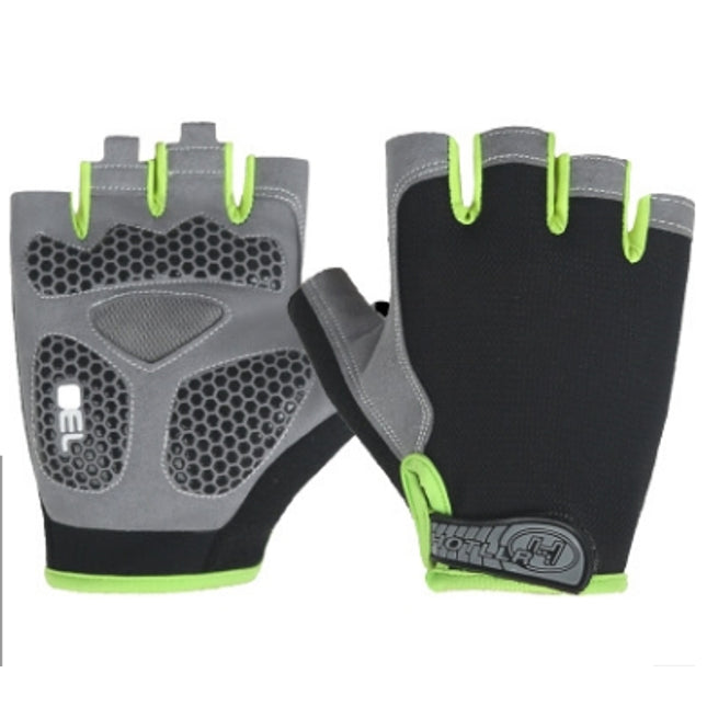 Cycling Shock Absorbing Anti-Slip Gloves Fitness Weight Lifting Training Half-finger Gloves, Size:M(Black+Green)-garmade.com