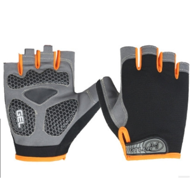 Cycling Shock Absorbing Anti-Slip Gloves Fitness Weight Lifting Training Half-finger Gloves, Size:M(Black+Orange)-garmade.com