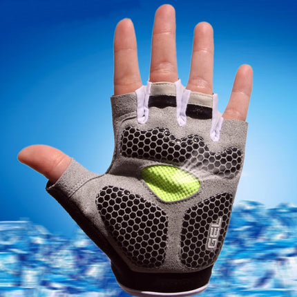 Cycling Shock Absorbing Anti-Slip Gloves Fitness Weight Lifting Training Half-finger Gloves, Size:L(Blue)-garmade.com