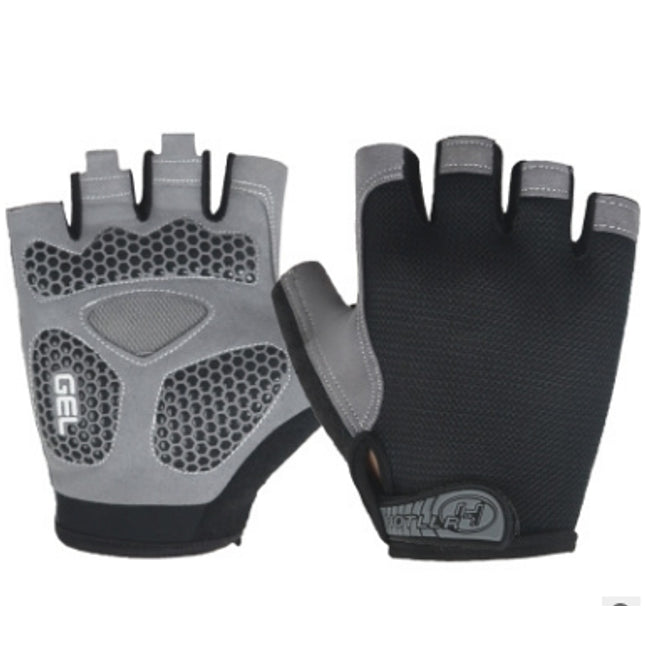 Cycling Shock Absorbing Anti-Slip Gloves Fitness Weight Lifting Training Half-finger Gloves, Size:L(Black)-garmade.com
