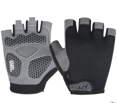 Cycling Shock Absorbing Anti-Slip Gloves Fitness Weight Lifting Training Half-finger Gloves, Size:L(Black)-garmade.com