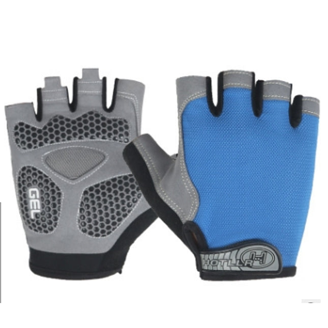 Cycling Shock Absorbing Anti-Slip Gloves Fitness Weight Lifting Training Half-finger Gloves, Size:L(Lake Blue)-garmade.com