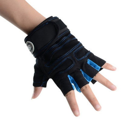 Gym Gloves Heavyweight Sports Exercise Weight Lifting Gloves Body Building Training Sport Fitness Gloves, Size:L(Blue)-garmade.com