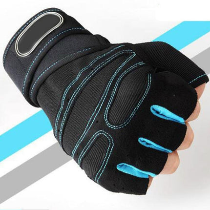 Gym Gloves Heavyweight Sports Exercise Weight Lifting Gloves Body Building Training Sport Fitness Gloves, Size:L(Sky blue)-garmade.com
