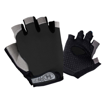 Summer Men Women Fitness Gloves Gym Weight Lifting Cycling Yoga Training Thin Breathable Antiskid Half Finger Gloves, Size:S(Black)-garmade.com
