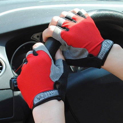 Summer Men Women Fitness Gloves Gym Weight Lifting Cycling Yoga Training Thin Breathable Antiskid Half Finger Gloves, Size:S(Red)-garmade.com