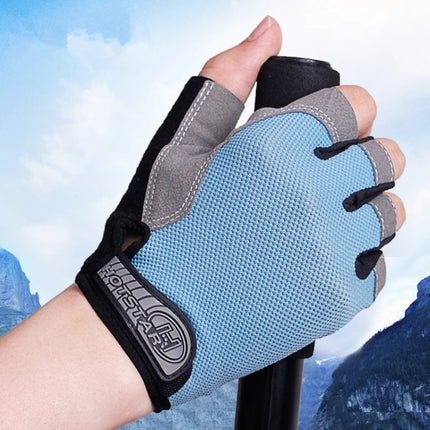 Summer Men Women Fitness Gloves Gym Weight Lifting Cycling Yoga Training Thin Breathable Antiskid Half Finger Gloves, Size:M(Gray)-garmade.com