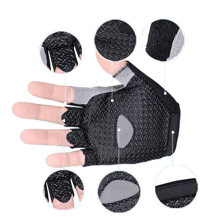Summer Men Women Fitness Gloves Gym Weight Lifting Cycling Yoga Training Thin Breathable Antiskid Half Finger Gloves, Size:L(Black)-garmade.com