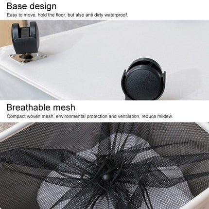 Bathroom Oxford Waterproof Dirty Clothes Laundry Foldable Storage Basket Hamper with Wheels(Black)-garmade.com