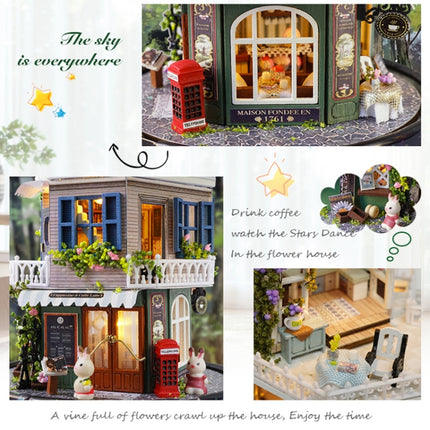 Rotatable Music Box Miniature Wooden House Kits DIY Toy Accessories Crafts(A)-garmade.com