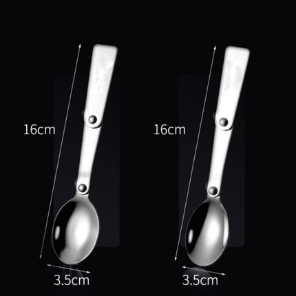 2PCS Stainless Steel Folding Fork Spoon Integrated Dual-use Picnic Portable Tableware, Random Color Delivery(Spoon)-garmade.com