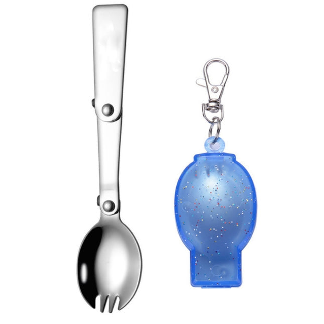 2PCS Stainless Steel Folding Fork Spoon Integrated Dual-use Picnic Portable Tableware, Random Color Delivery(Fork)-garmade.com
