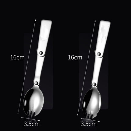 2PCS Stainless Steel Folding Fork Spoon Integrated Dual-use Picnic Portable Tableware, Random Color Delivery(Fork)-garmade.com