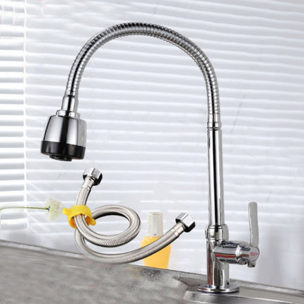 Kitchen Faucet Anti-splash Head Wash Basin Sink Universal Rotatable Faucet Full Copper Joint, Style:Cold Water+50 cm Tube-garmade.com