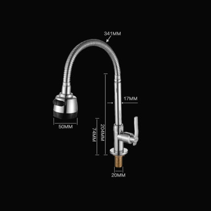 Kitchen Faucet Anti-splash Head Wash Basin Sink Universal Rotatable Faucet Full Copper Joint, Style:Cold Water+50 cm Tube-garmade.com