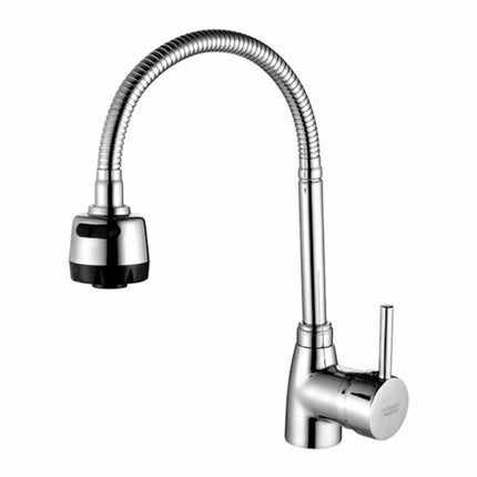 Kitchen Faucet Anti-splash Head Wash Basin Sink Universal Rotatable Faucet Full Copper Joint, Style:Cold Water+60 cm Tube-garmade.com