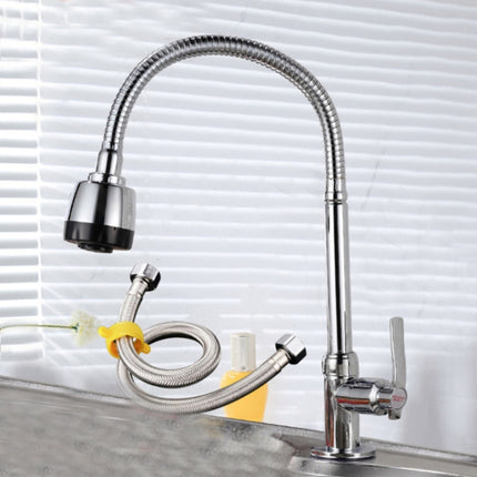 Kitchen Faucet Anti-splash Head Wash Basin Sink Universal Rotatable Faucet Full Copper Joint, Style:Cold Water+80 cm Tube-garmade.com