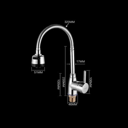 Kitchen Faucet Anti-splash Head Wash Basin Sink Universal Rotatable Faucet Full Copper Joint, Style:Hot & Cold Water+60 cm Tube-garmade.com