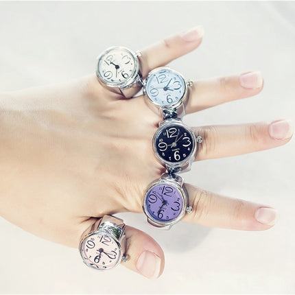 2PCS L04 Dial Quartz Analog Watch Creative Steel Cool Elastic Quartz Finger Ring Watch for Men / Women(Purple)-garmade.com