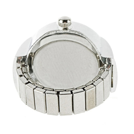 2PCS L04 Dial Quartz Analog Watch Creative Steel Cool Elastic Quartz Finger Ring Watch for Men / Women(White)-garmade.com